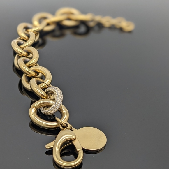 Gold Bracelet for Women Girls Wide Cuban Curb Link Bracelet Oval CZ Bracelet - Picture 6 of 6